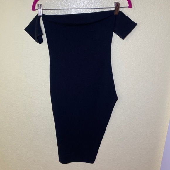 PRETTY little thing Black cuff Detail side‎ split midi dress size 2 - Picture 2 of 5